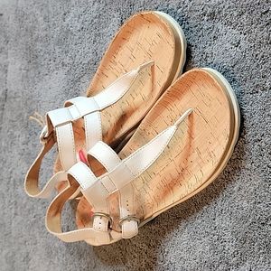 Born women leather white sandals, size 11M